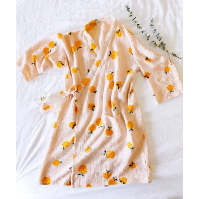 Orange Print Robe For Women