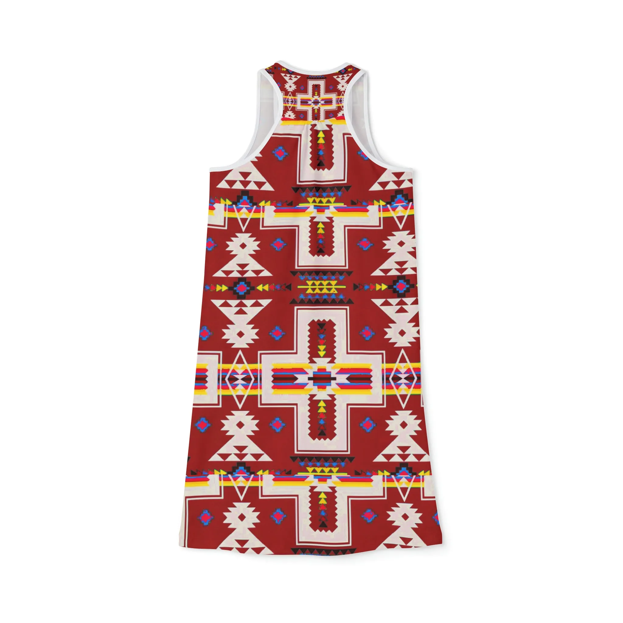 Red native print Women's Racerback Dress (AOP)