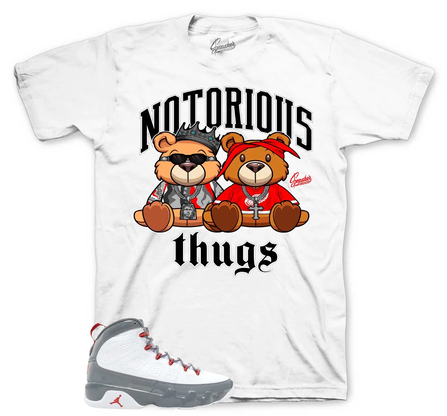 Retro 9 Fire Red Thug Bears Shirt