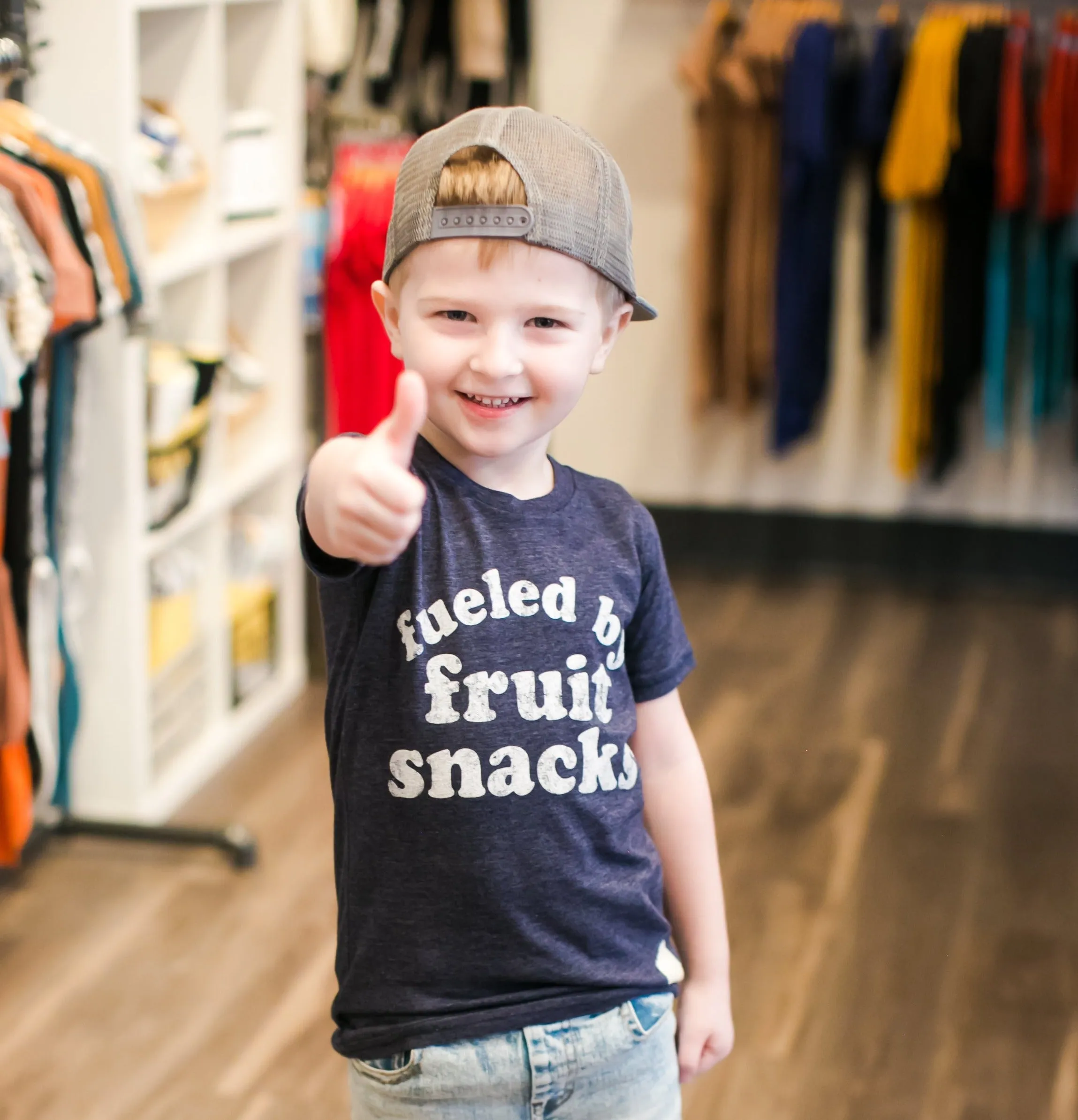 Retro Brand - Fueled by Fruit Snacks Tee in Heather Navy