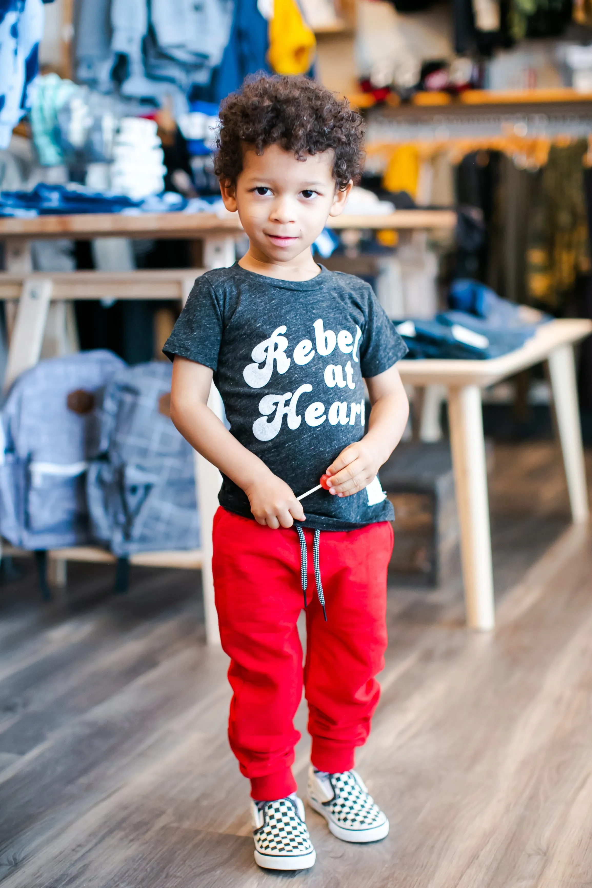 Retro Brand - Kids' Rebel at Heart SLIM Tee in Charcoal