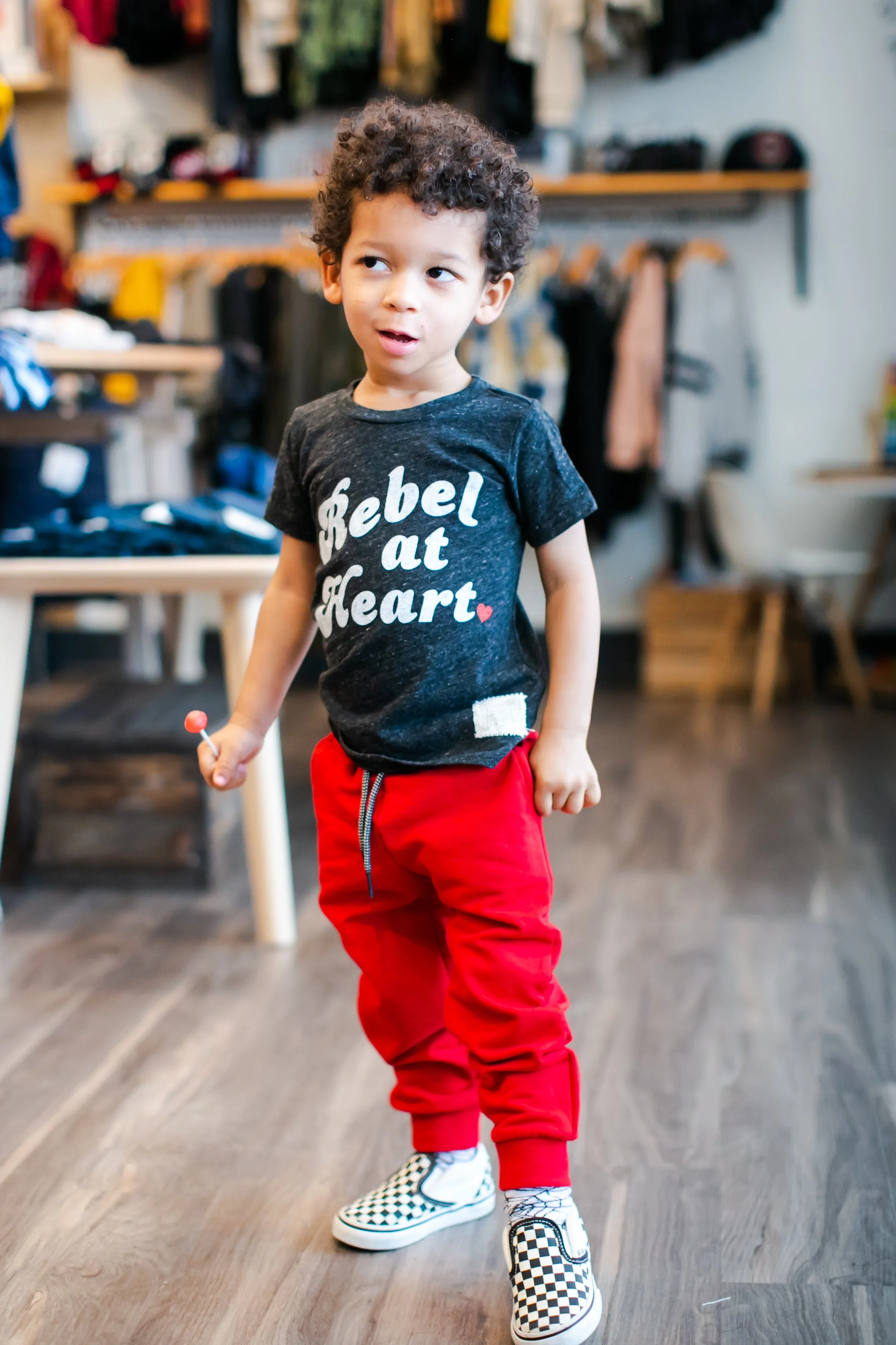 Retro Brand - Kids' Rebel at Heart SLIM Tee in Charcoal