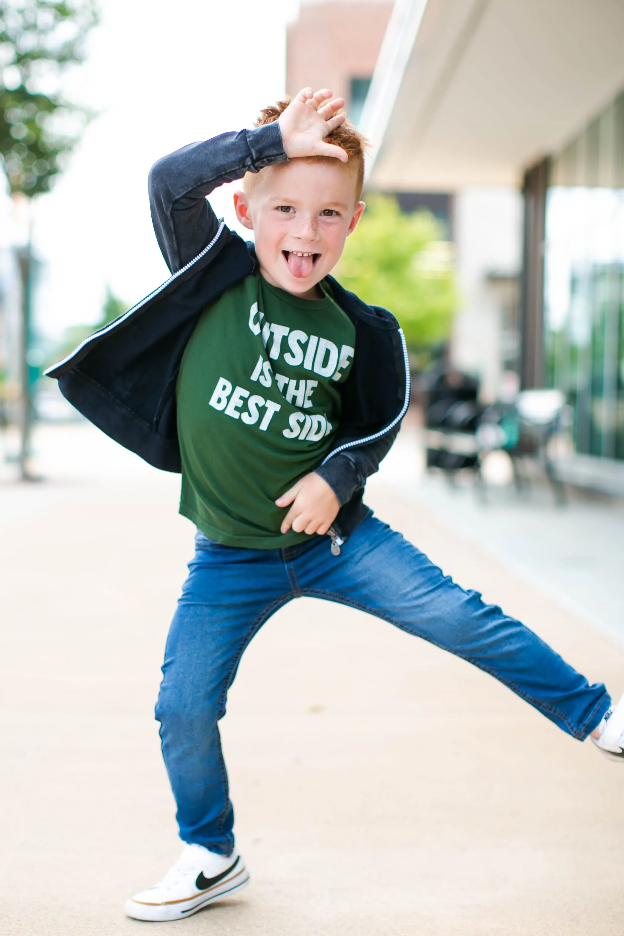 Retro Brand - Outside is the Best Side Tee in Forest Green