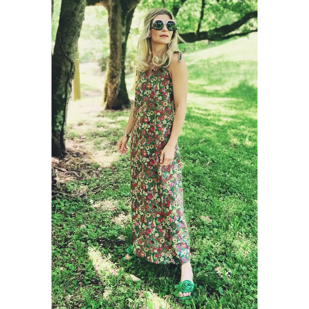 SAMPLE - Tie Tank Dress - MAXI - Green Floral