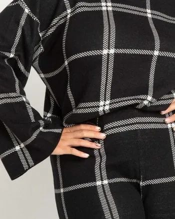 Serena Windowpane Plaid Sweater | Black And White Windowpane