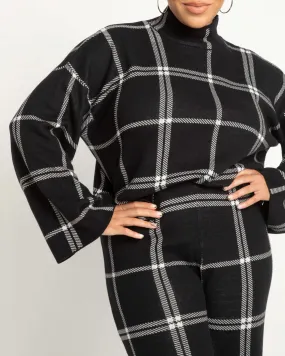 Serena Windowpane Plaid Sweater | Black And White Windowpane