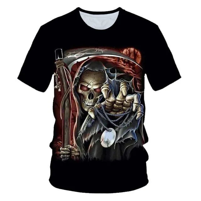 Skull Beauty Rock Cool 3D t shirts Mens Motorcycle Punk 3D Printed T shirt Men Summer