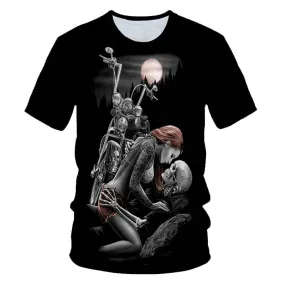 Skull Beauty Rock Cool 3D t shirts Mens Motorcycle Punk 3D Printed T shirt Men Summer