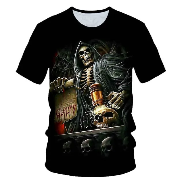 Skull Beauty Rock Cool 3D t shirts Mens Motorcycle Punk 3D Printed T shirt Men Summer