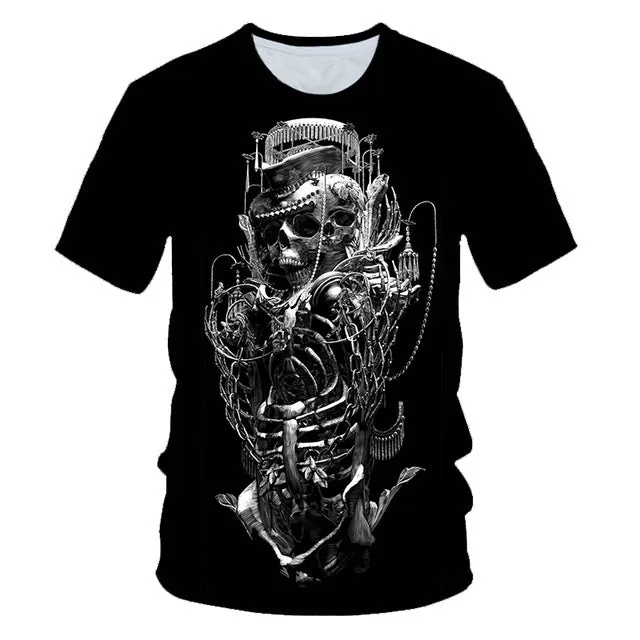 Skull Beauty Rock Cool 3D t shirts Mens Motorcycle Punk 3D Printed T shirt Men Summer