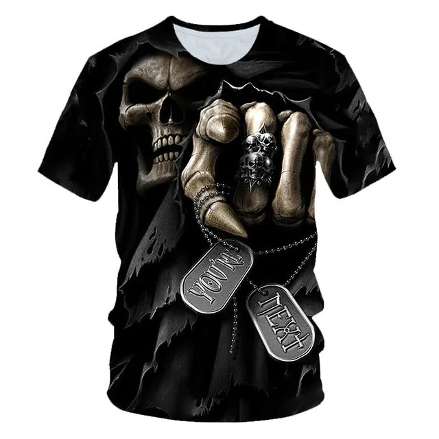 Skull Beauty Rock Cool 3D t shirts Mens Motorcycle Punk 3D Printed T shirt Men Summer