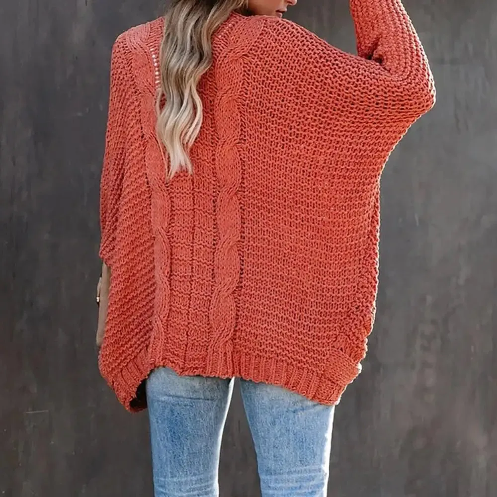 Slouchy Knit Open Front Cardigan for Women