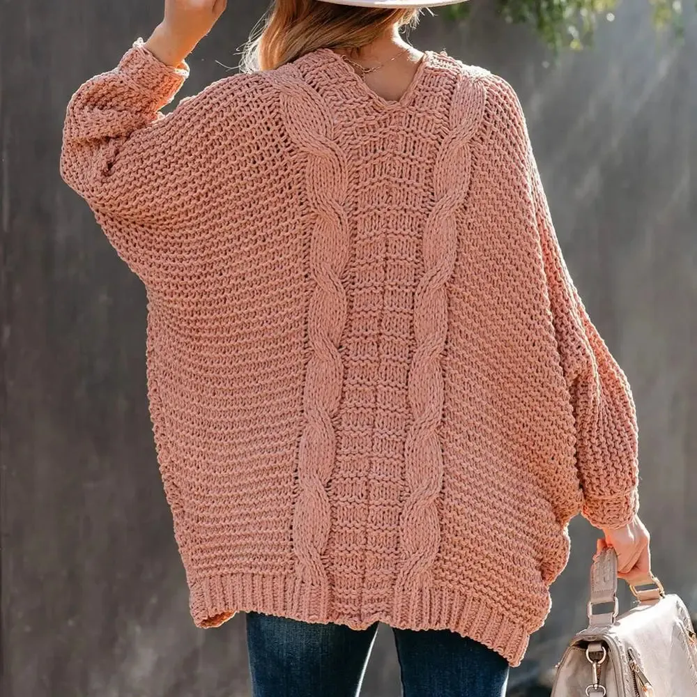 Slouchy Knit Open Front Cardigan for Women