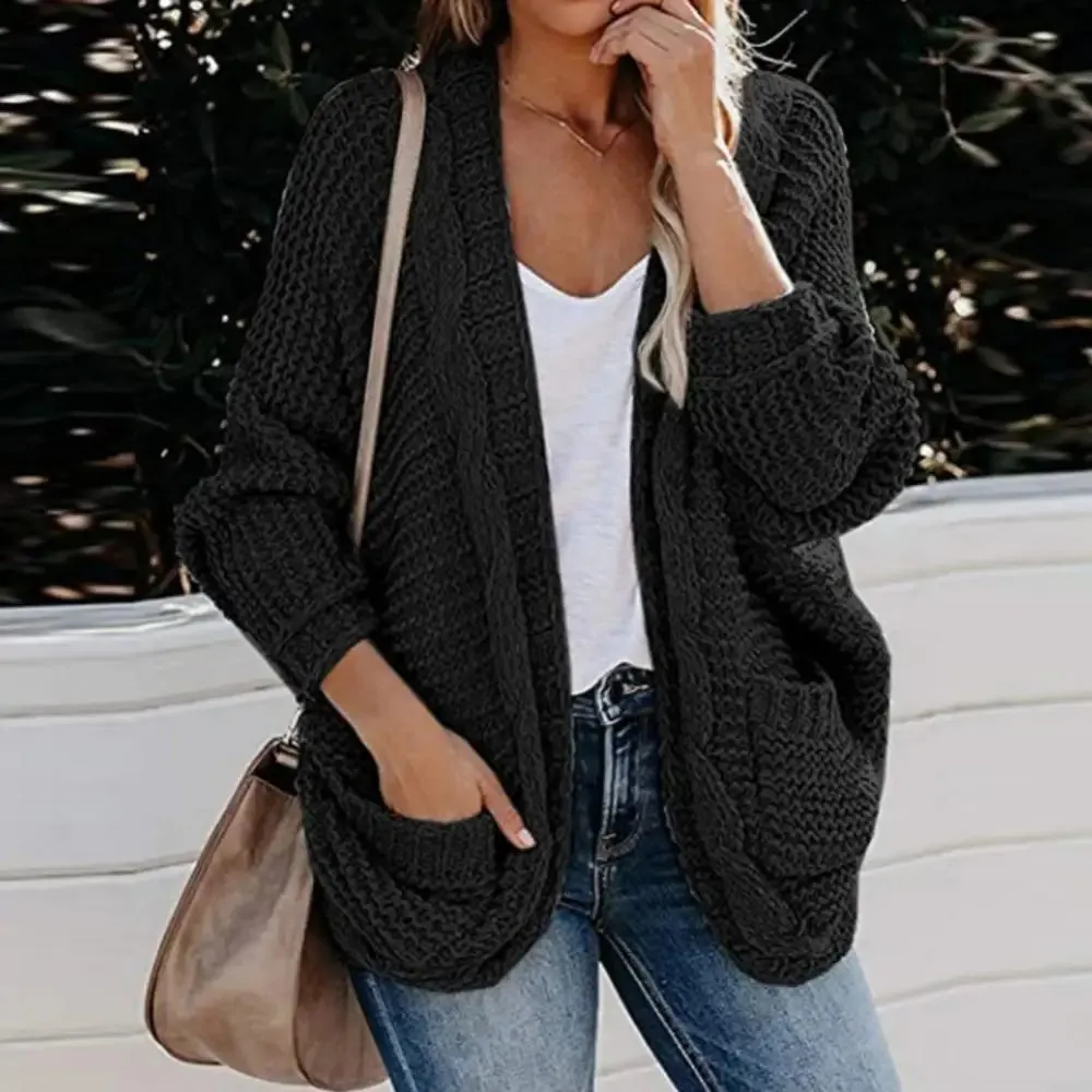 Slouchy Knit Open Front Cardigan for Women