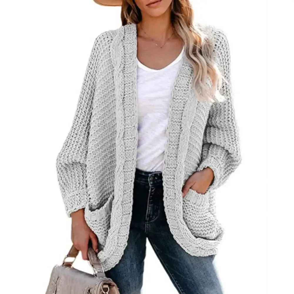 Slouchy Knit Open Front Cardigan for Women