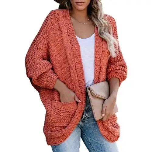 Slouchy Knit Open Front Cardigan for Women