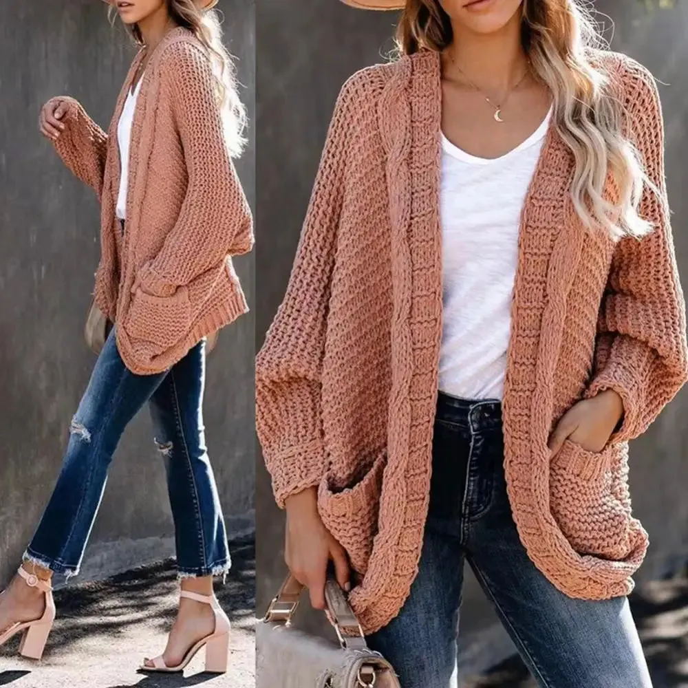 Slouchy Knit Open Front Cardigan for Women