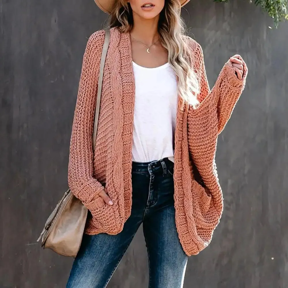 Slouchy Knit Open Front Cardigan for Women