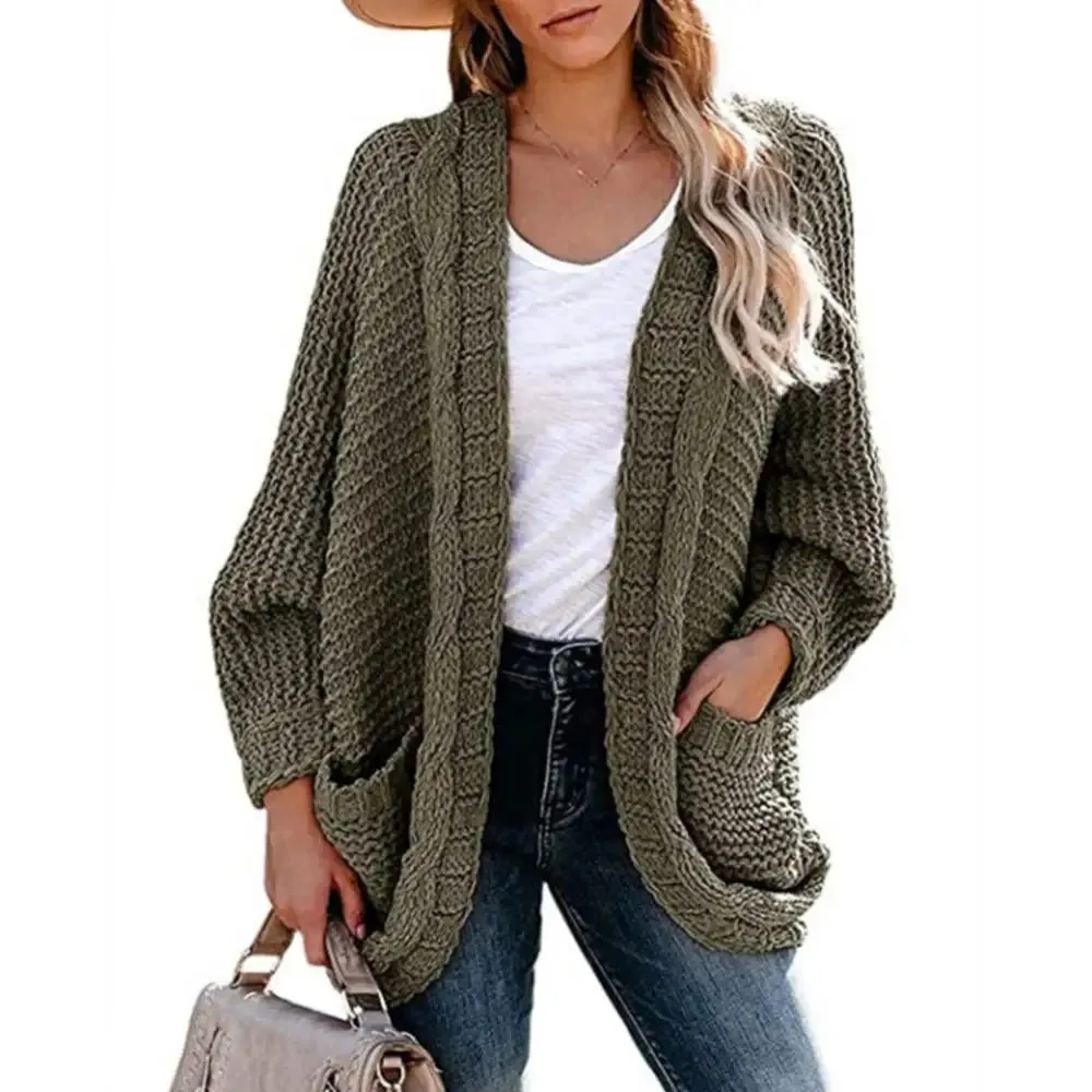 Slouchy Knit Open Front Cardigan for Women