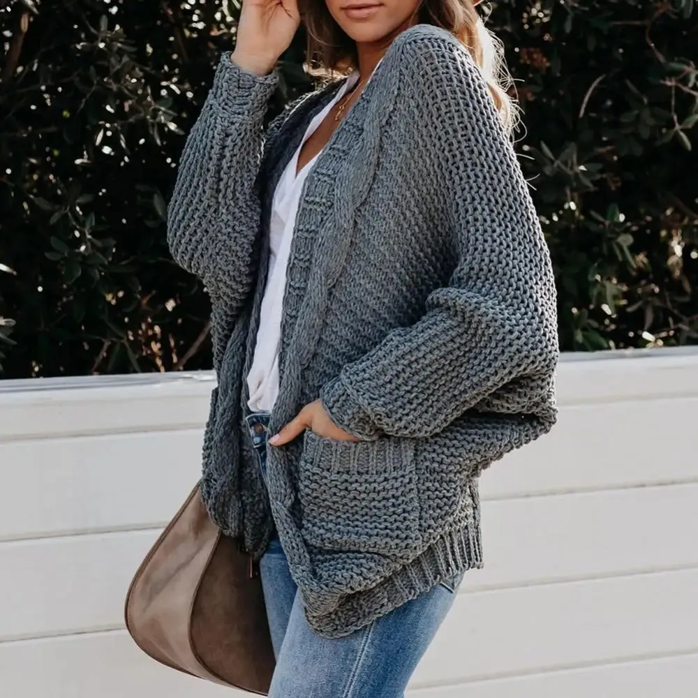 Slouchy Knit Open Front Cardigan for Women