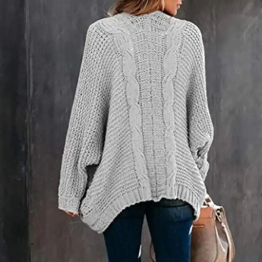 Slouchy Knit Open Front Cardigan for Women