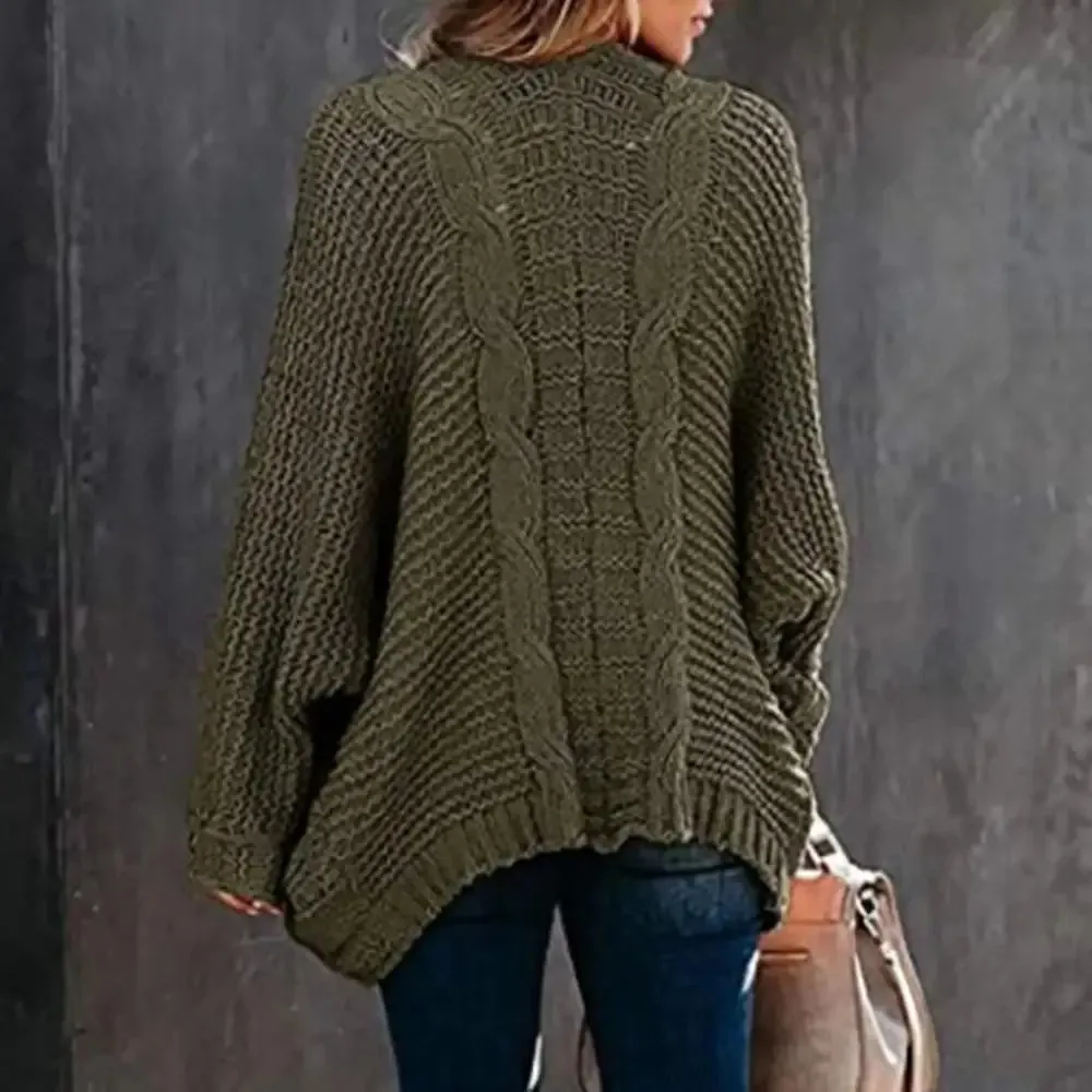 Slouchy Knit Open Front Cardigan for Women