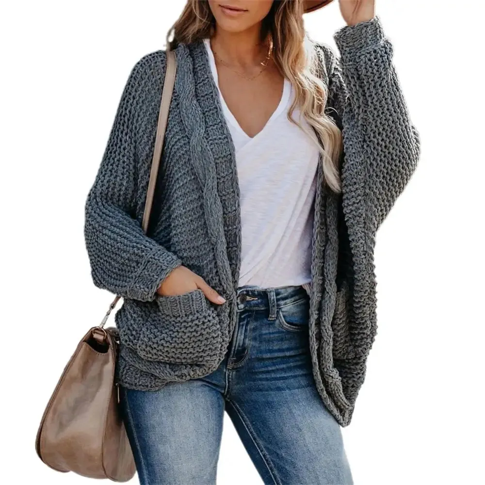 Slouchy Knit Open Front Cardigan for Women