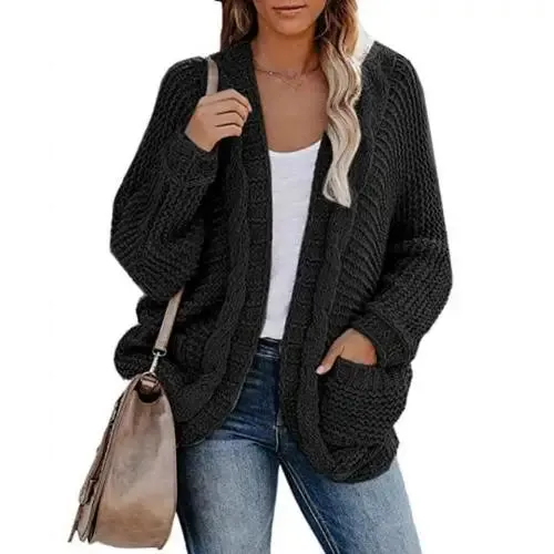 Slouchy Knit Open Front Cardigan for Women