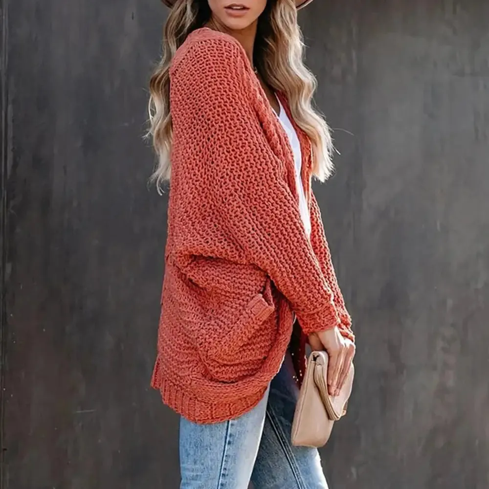 Slouchy Knit Open Front Cardigan for Women