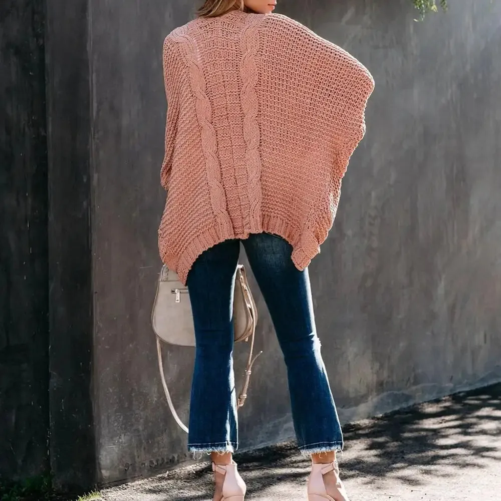 Slouchy Knit Open Front Cardigan for Women