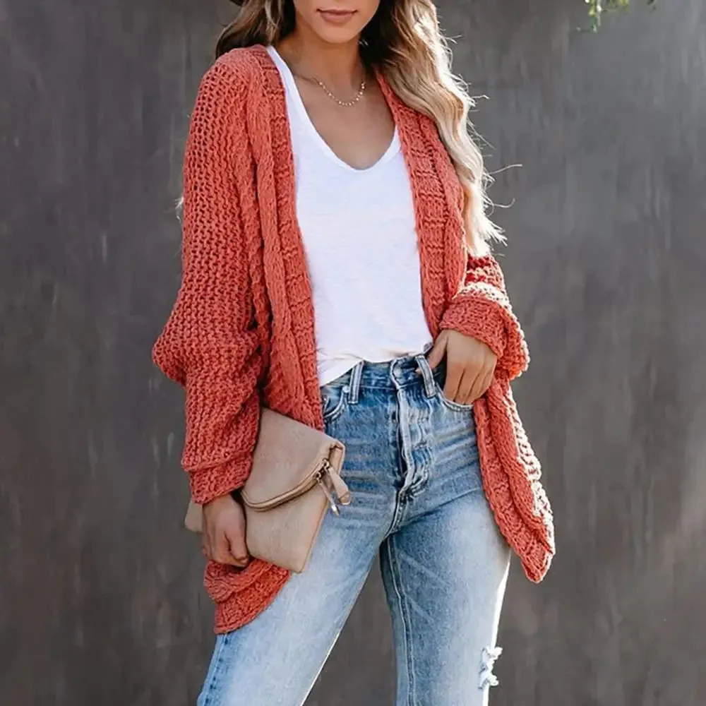 Slouchy Knit Open Front Cardigan for Women