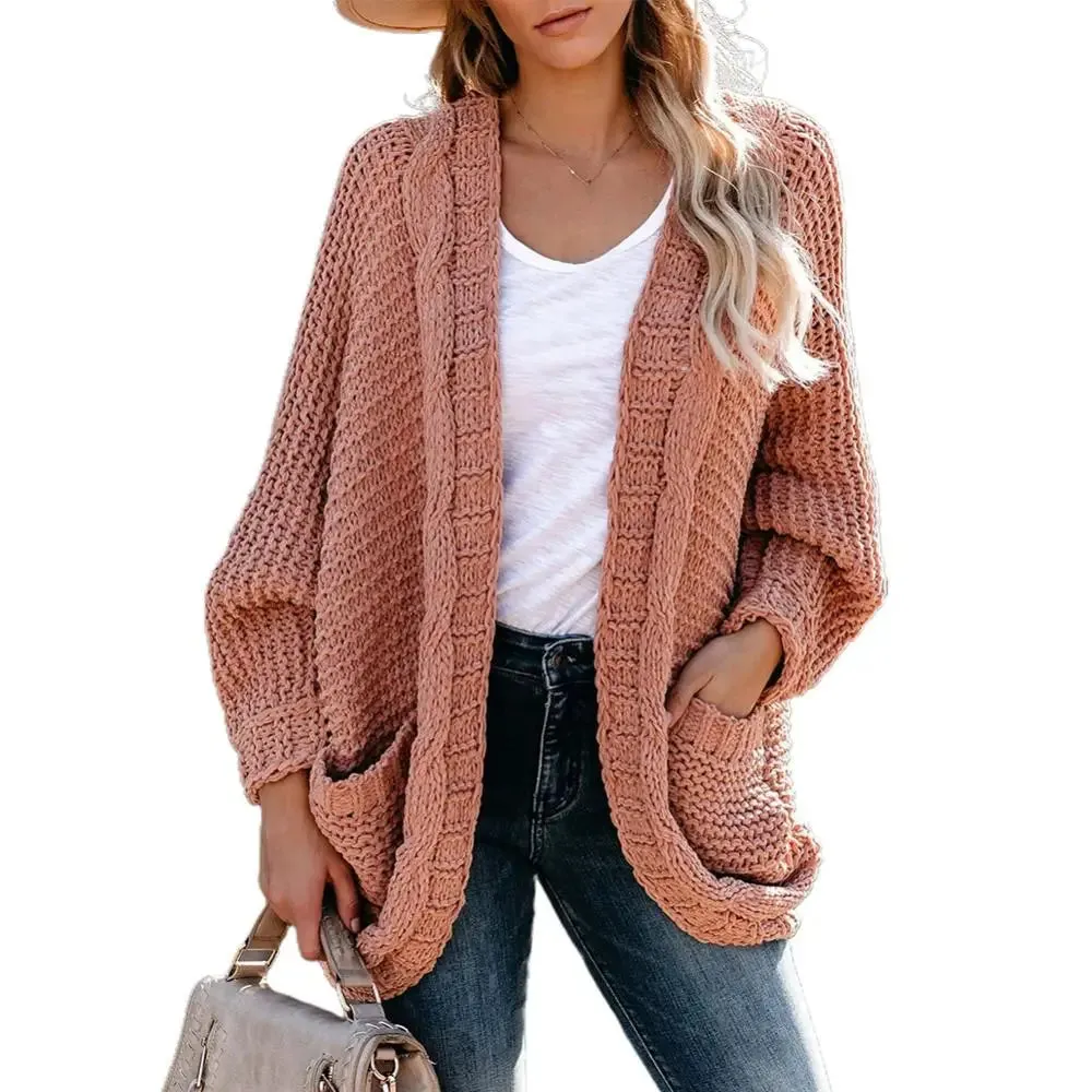 Slouchy Knit Open Front Cardigan for Women