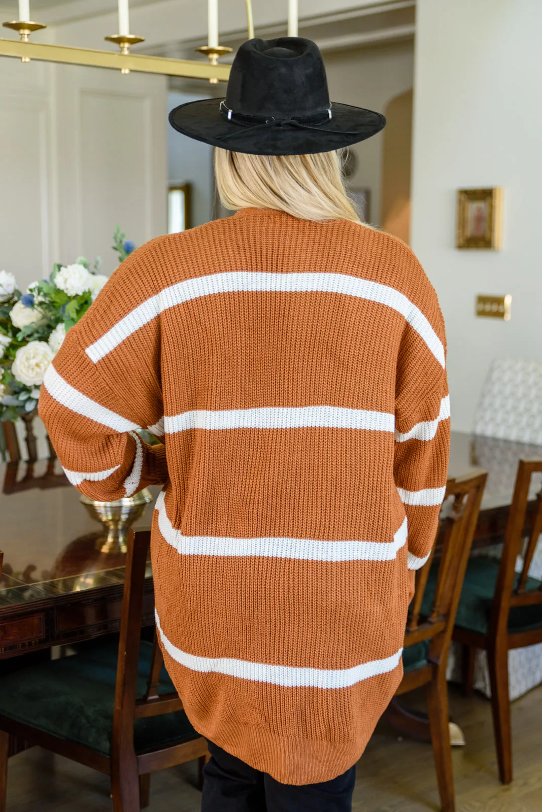 Stay Chill Burnt Orange Striped Cardigan