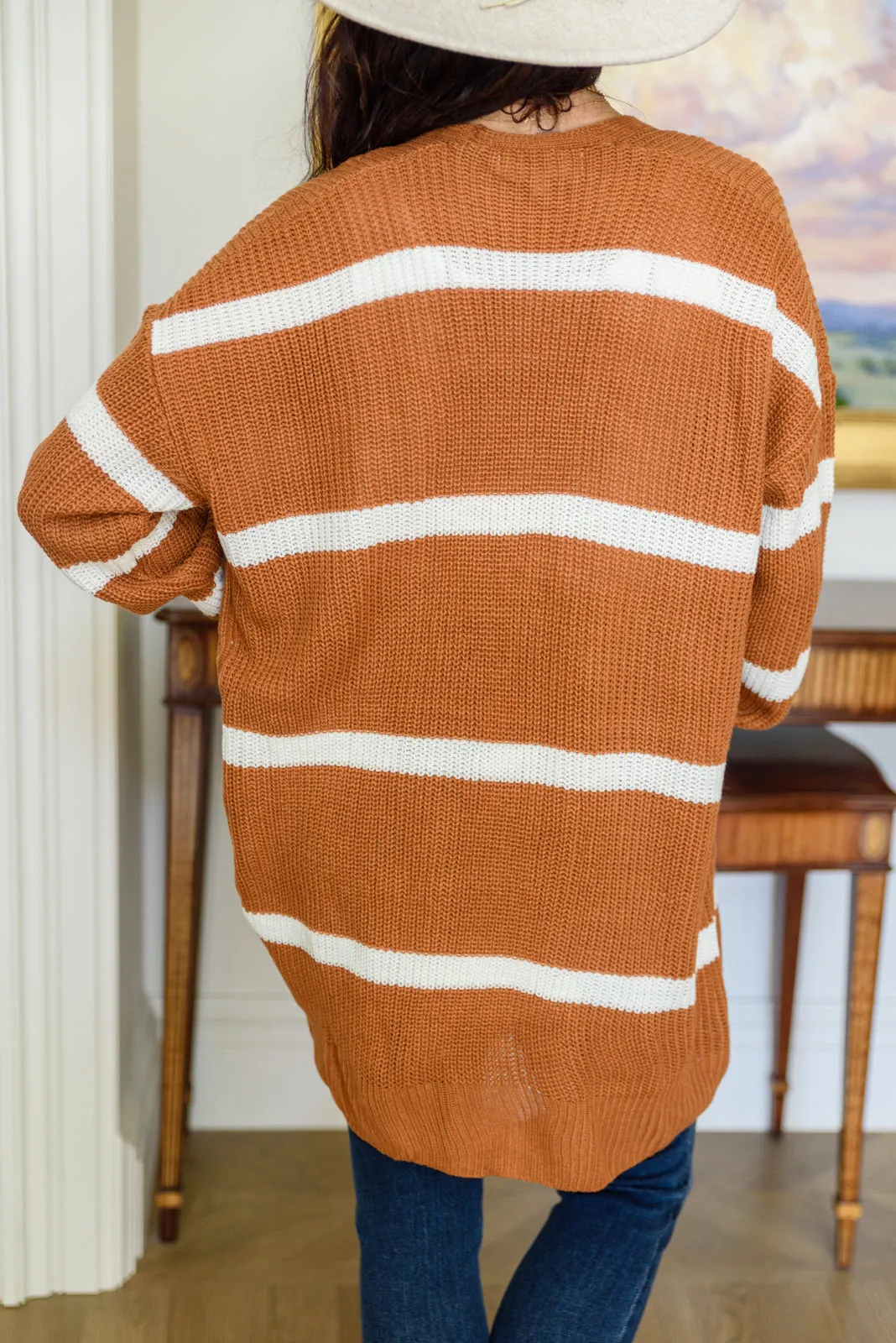 Stay Chill Burnt Orange Striped Cardigan