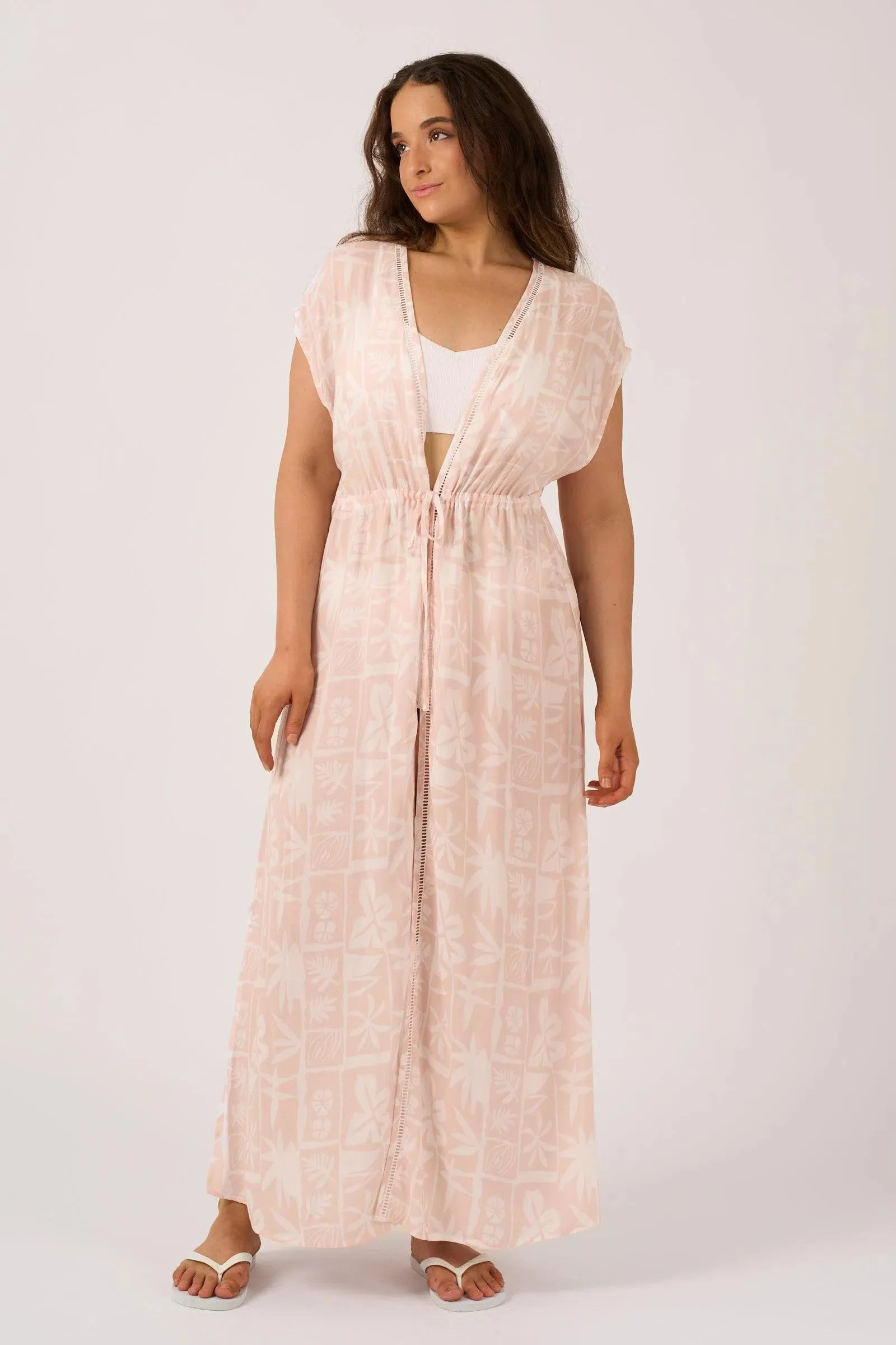 Sustainable Viscose Maxi Kimono - Nude Tiki