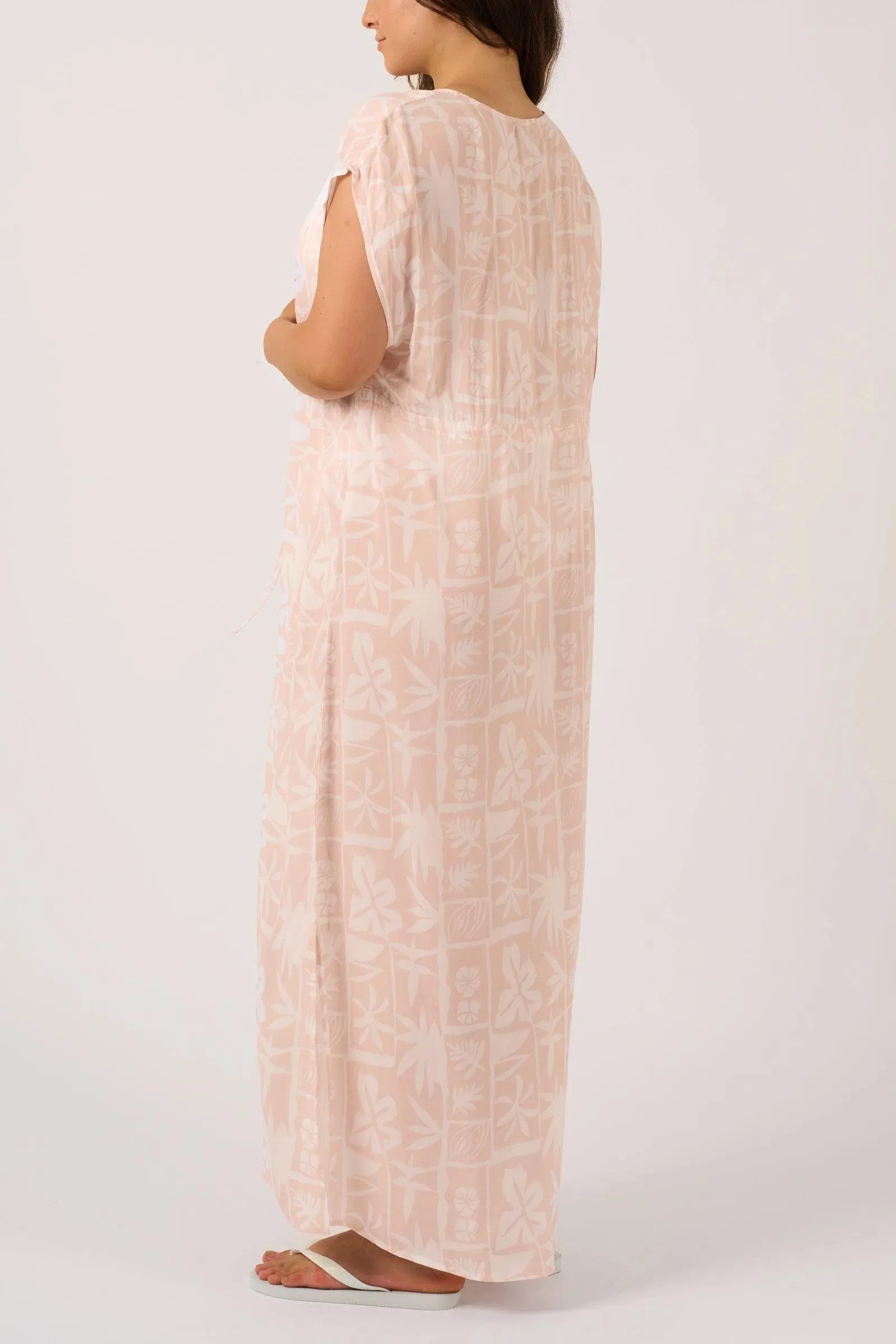 Sustainable Viscose Maxi Kimono - Nude Tiki