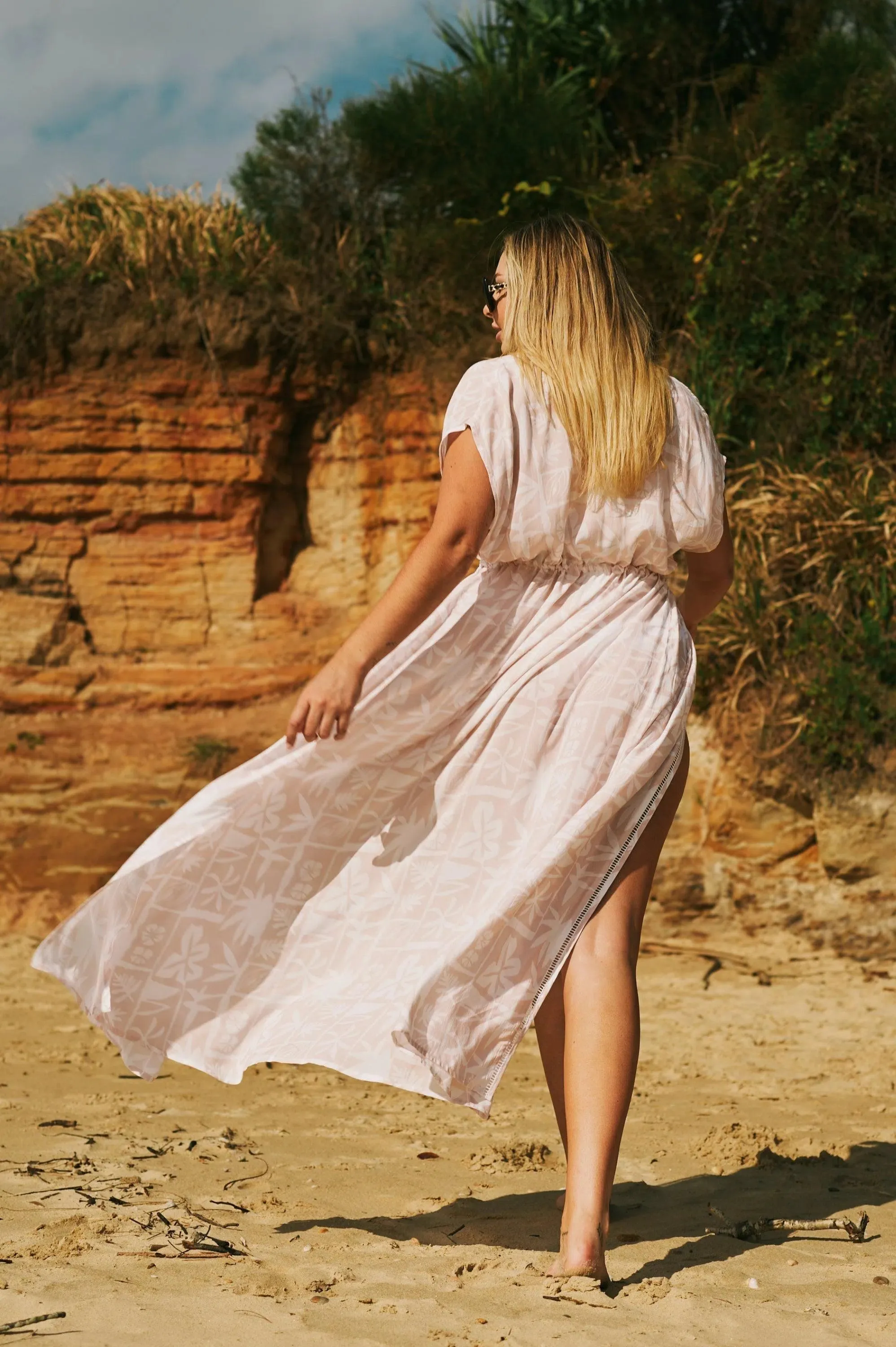 Sustainable Viscose Maxi Kimono - Nude Tiki