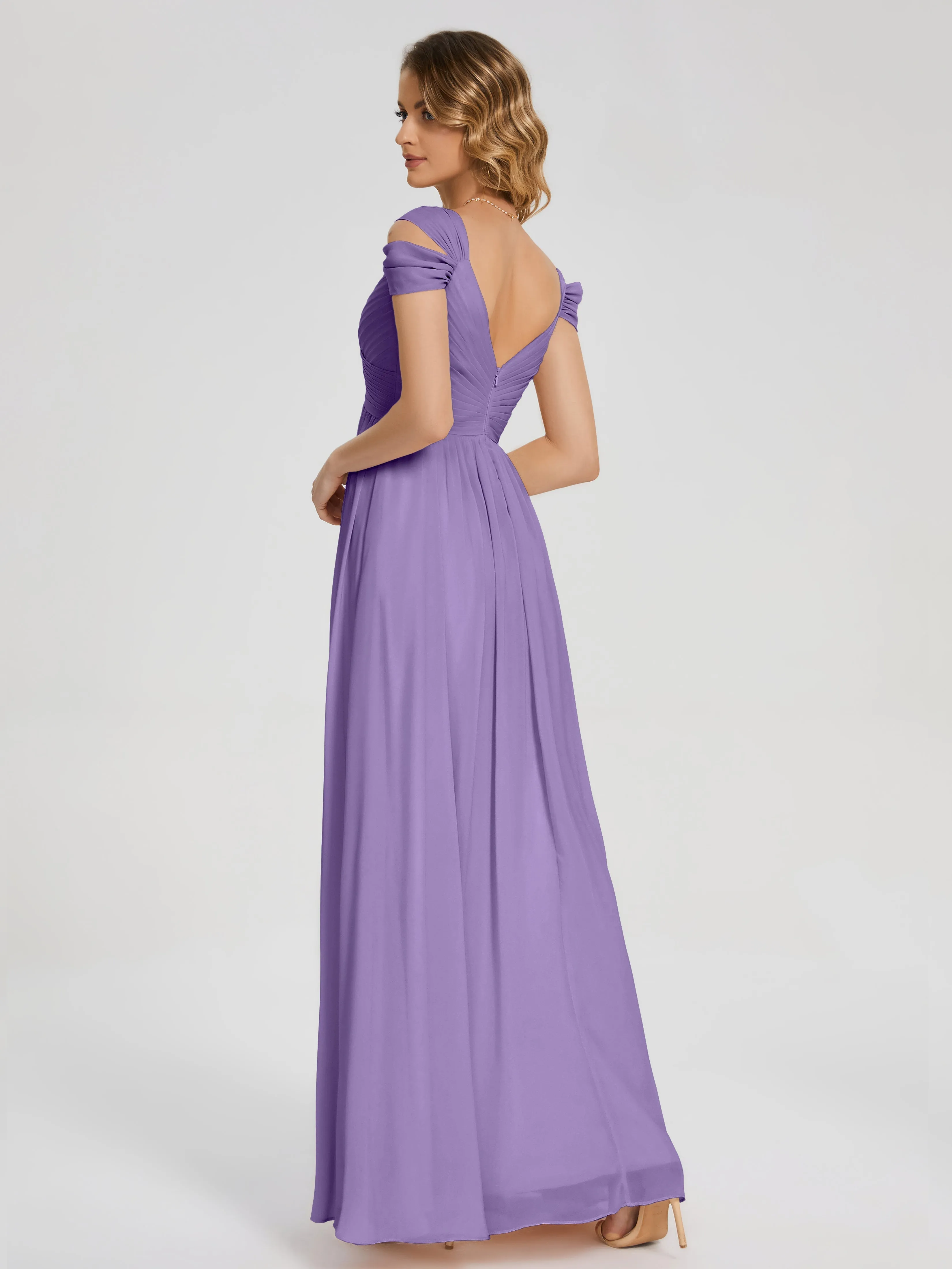 Tahiti Purple Bridesmaid Dresses Charlee Flowy Split Chiffon Bridesmaid Dresses