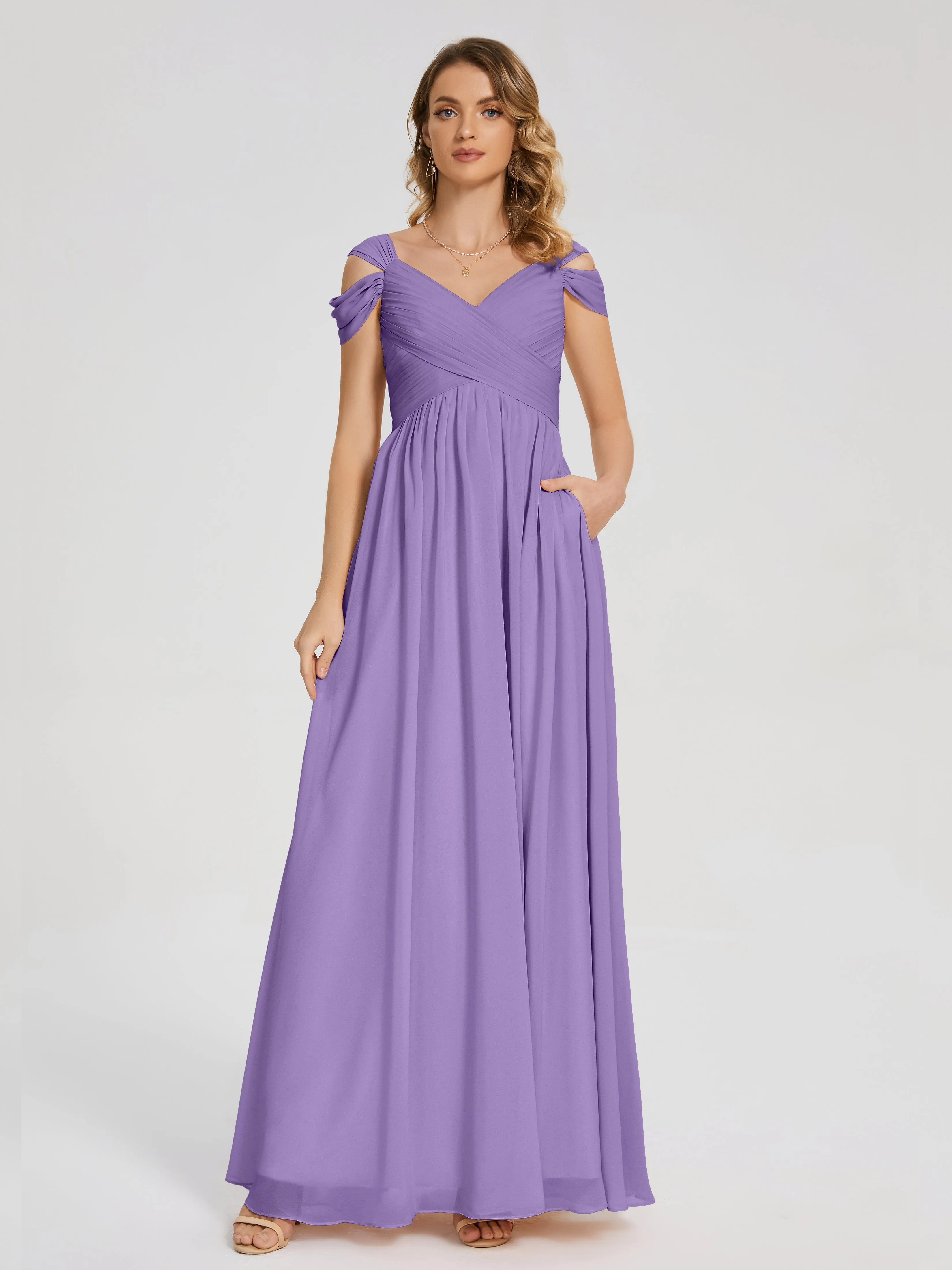 Tahiti Purple Bridesmaid Dresses Charlee Flowy Split Chiffon Bridesmaid Dresses