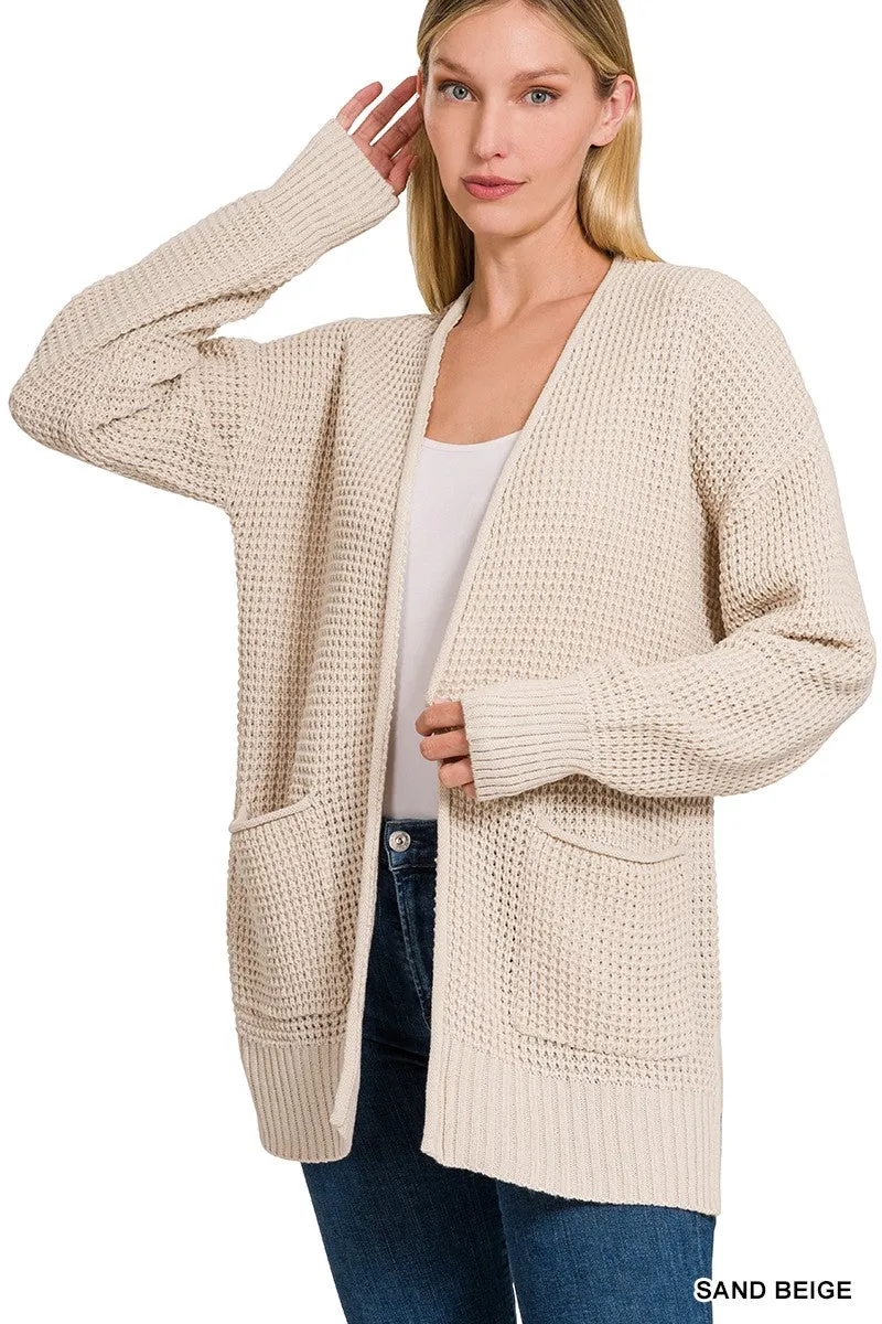 The Jessica Waffle Knit Cardigan - Final Sale