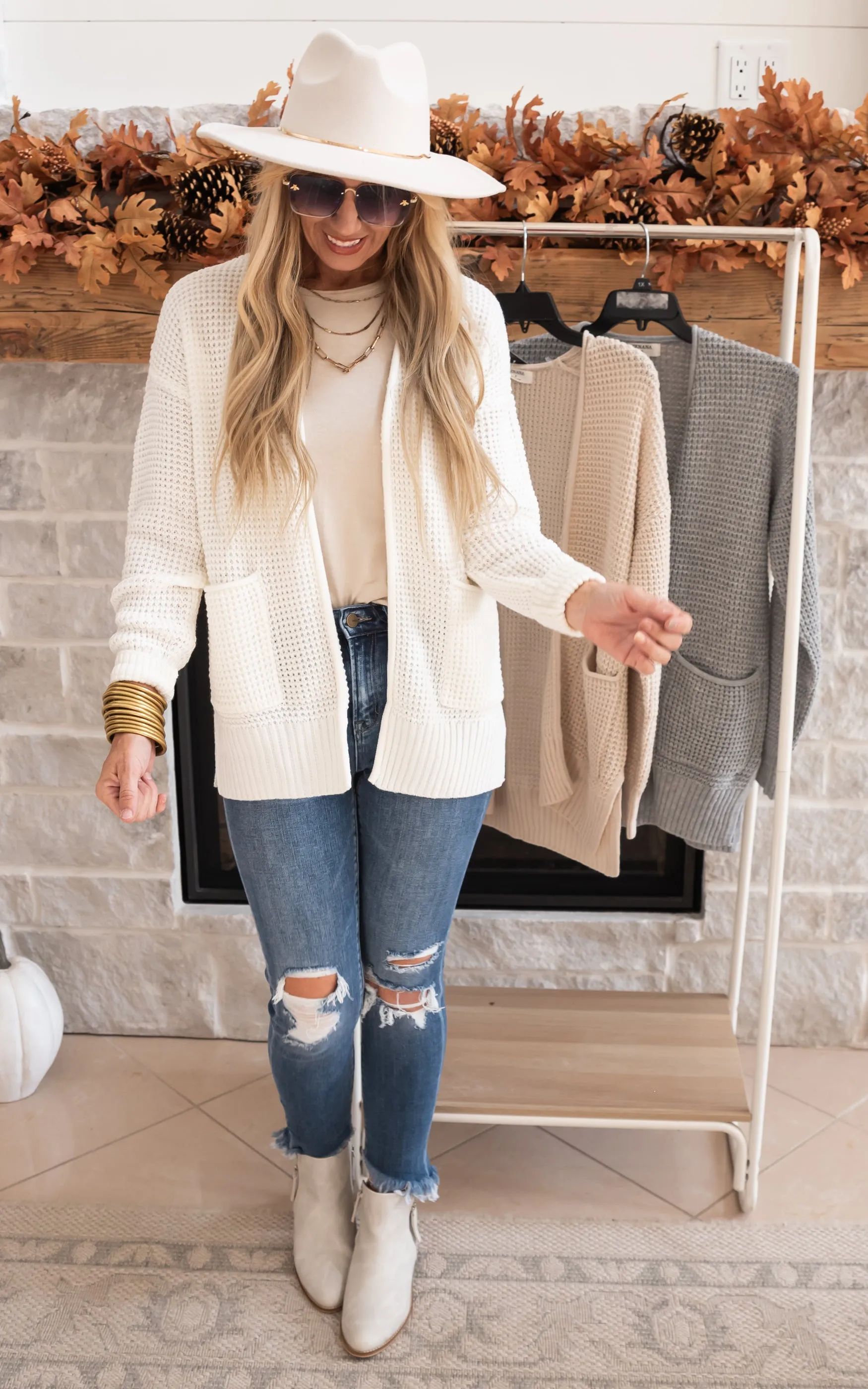 The Jessica Waffle Knit Cardigan - Final Sale