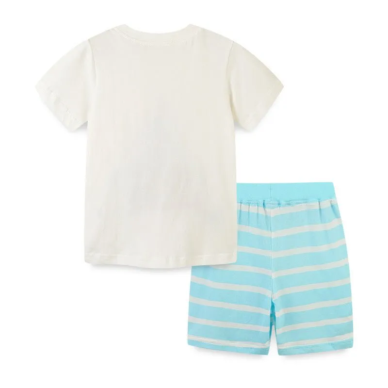 Toddler/Kid's Short Sleeve Casual T-shirt with Striped Shorts Set