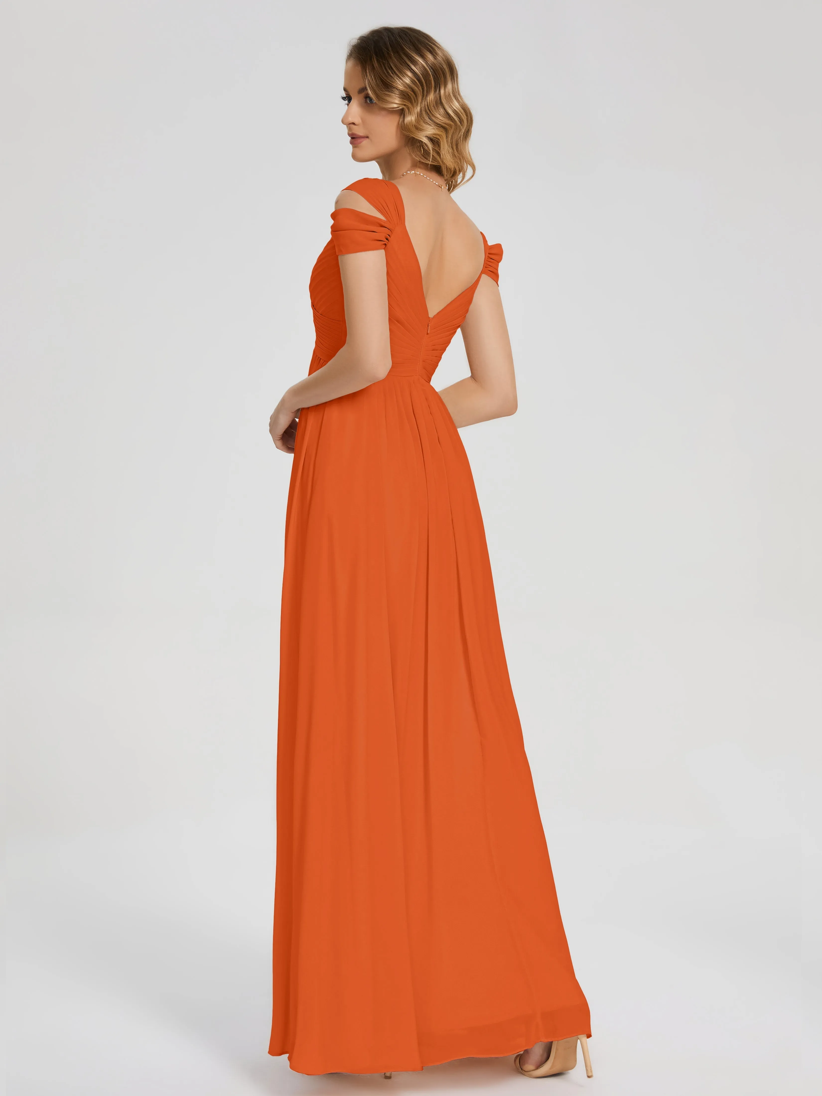 Wedding Burnt Orange Bridesmaid Dress Charlee Flowy Split Chiffon Bridesmaid Dresses