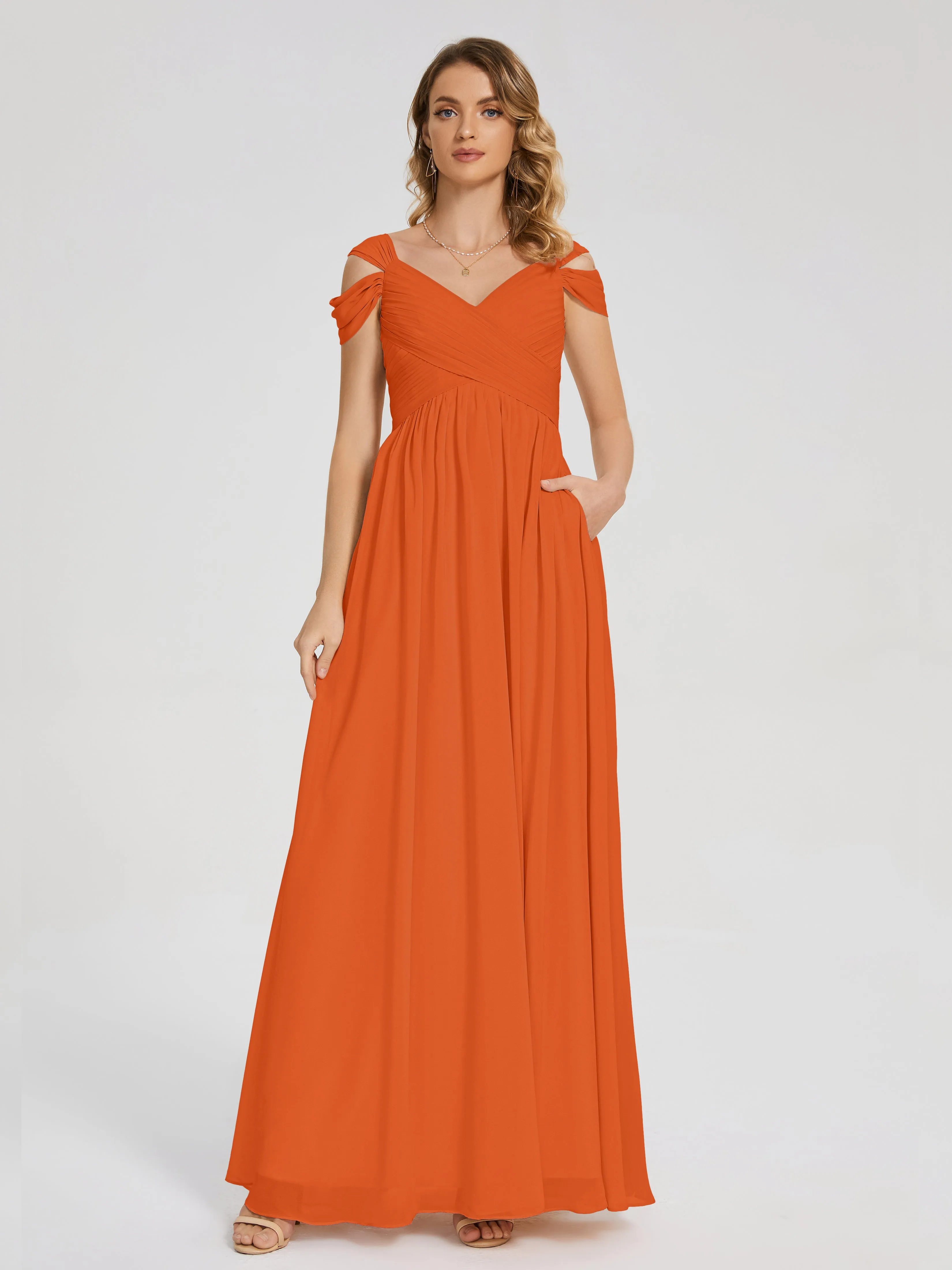 Wedding Burnt Orange Bridesmaid Dress Charlee Flowy Split Chiffon Bridesmaid Dresses