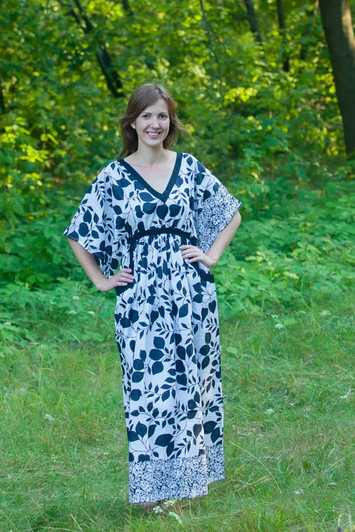 White Breezy Bohemian Style Caftan in Classic White Black Pattern