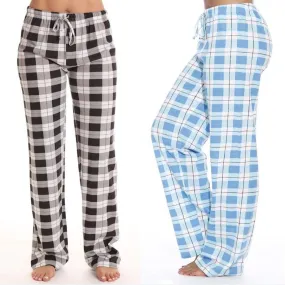 Women's Classic Plaid Home Casual Trousers Loose Pants