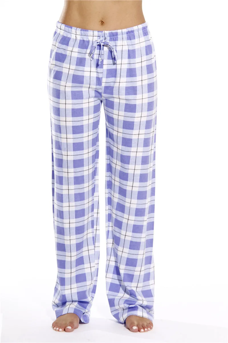 Women's Classic Plaid Home Casual Trousers Loose Pants