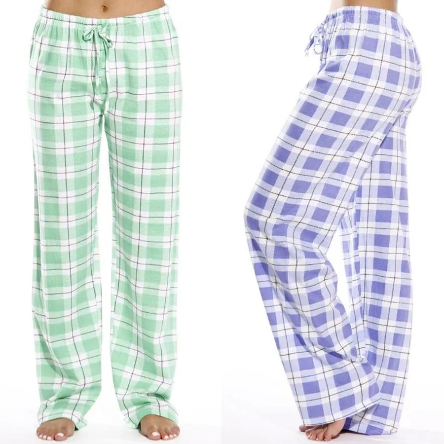 Women's Classic Plaid Home Casual Trousers Loose Pants