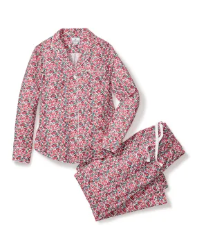 Womens Red Floral Soft Twill Pajama Set