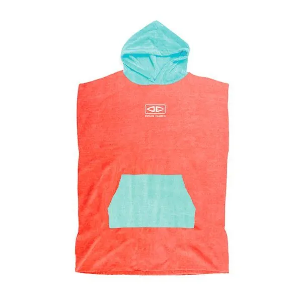 Youth Hooded Poncho - Coral